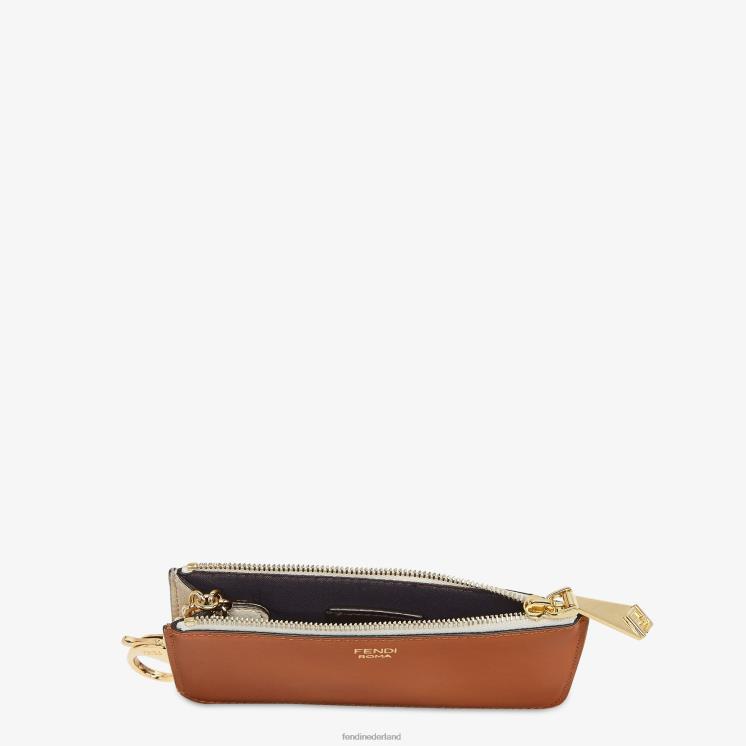 vrouwen accessoires Fendi 0J62L1439 tweekleurig leren en camelia leren tasje veelkleurig