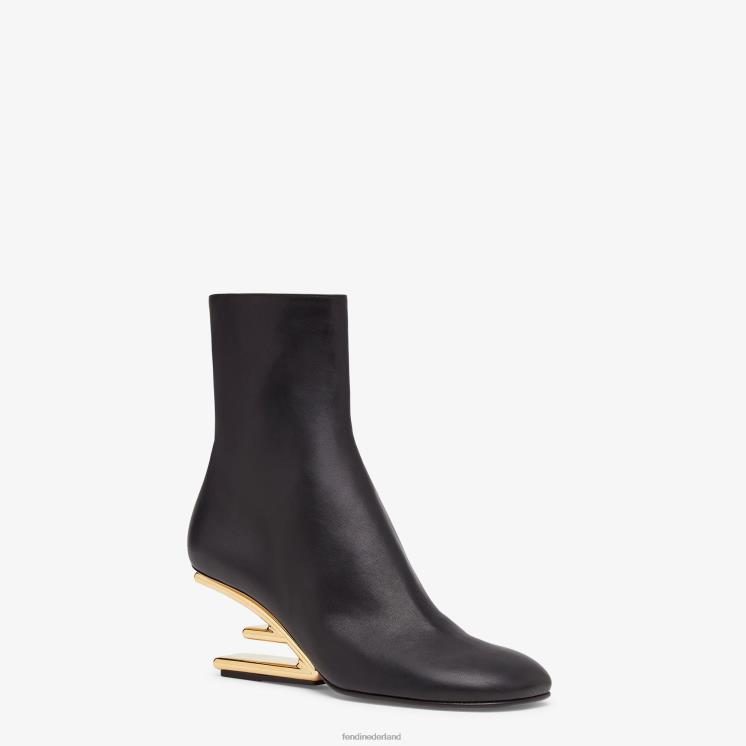 vrouwen schoenen Fendi 0J62L1367 leren laarzen met middelhoge hak zwart
