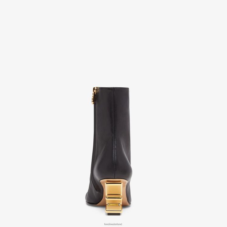 vrouwen schoenen Fendi 0J62L1367 leren laarzen met middelhoge hak zwart