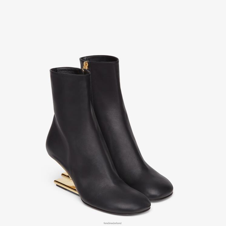 vrouwen schoenen Fendi 0J62L1367 leren laarzen met middelhoge hak zwart