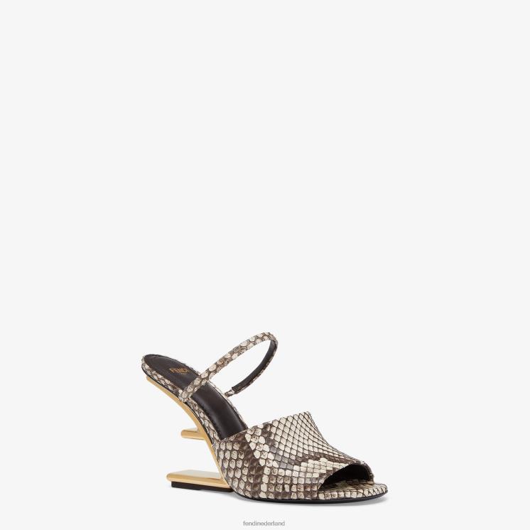 vrouwen schoenen Fendi 0J62L1372 Python-sandalen met hoge hakken bruin
