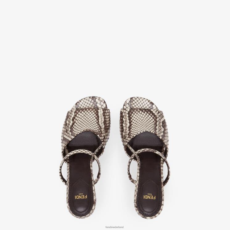 vrouwen schoenen Fendi 0J62L1372 Python-sandalen met hoge hakken bruin