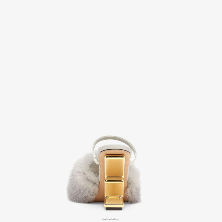vrouwen schoenen Fendi 0J62L1375 bleke nertssandalen met hoge hakken grijs