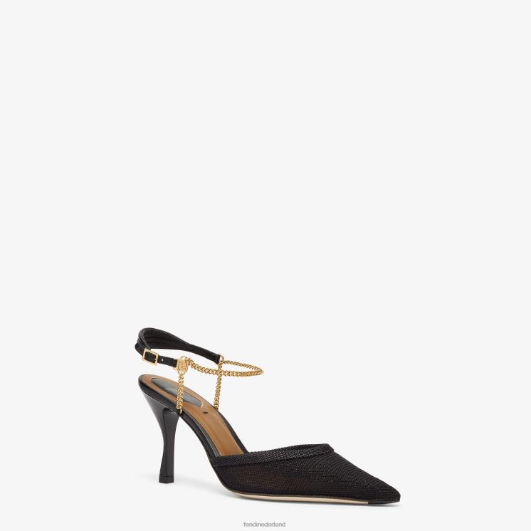 vrouwen schoenen Fendi 0J62L1283 mesh slingbacks met hoge hakken blauw