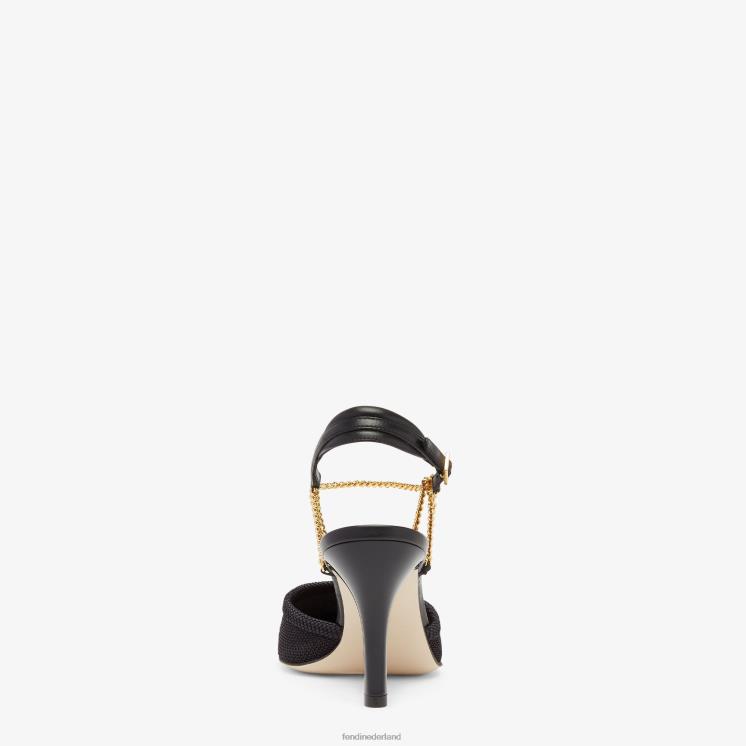 vrouwen schoenen Fendi 0J62L1283 mesh slingbacks met hoge hakken blauw