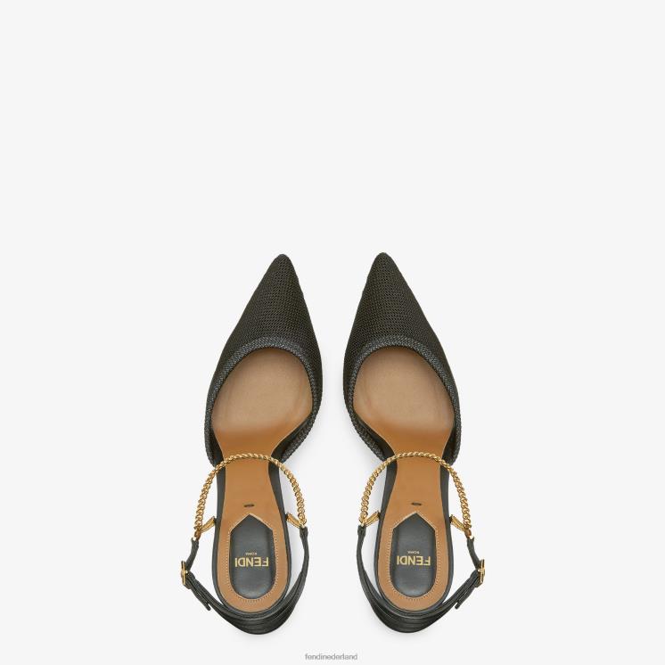 vrouwen schoenen Fendi 0J62L1283 mesh slingbacks met hoge hakken blauw