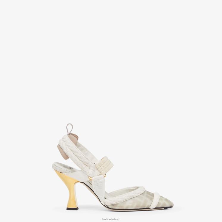 vrouwen schoenen Fendi 0J62L1313 mesh slingbacks met middelhoge hakken wit