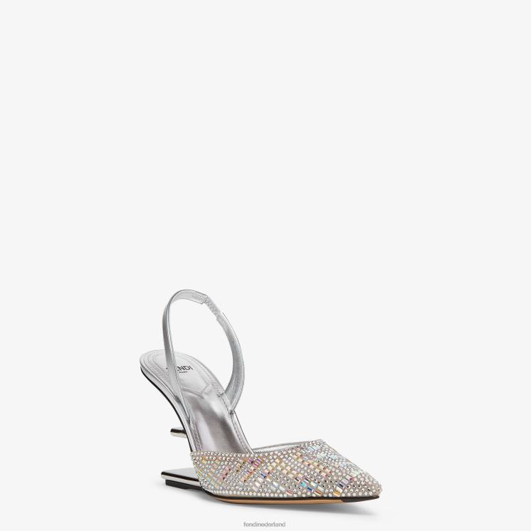 vrouwen schoenen Fendi 0J62L1317 strass slingbacks met hoge hakken zilver