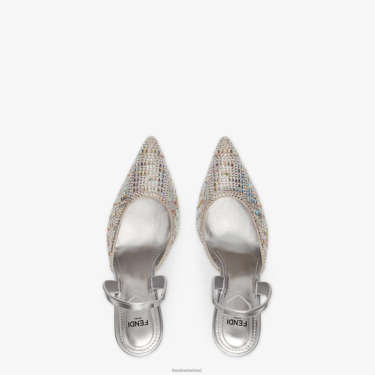 vrouwen schoenen Fendi 0J62L1317 strass slingbacks met hoge hakken zilver
