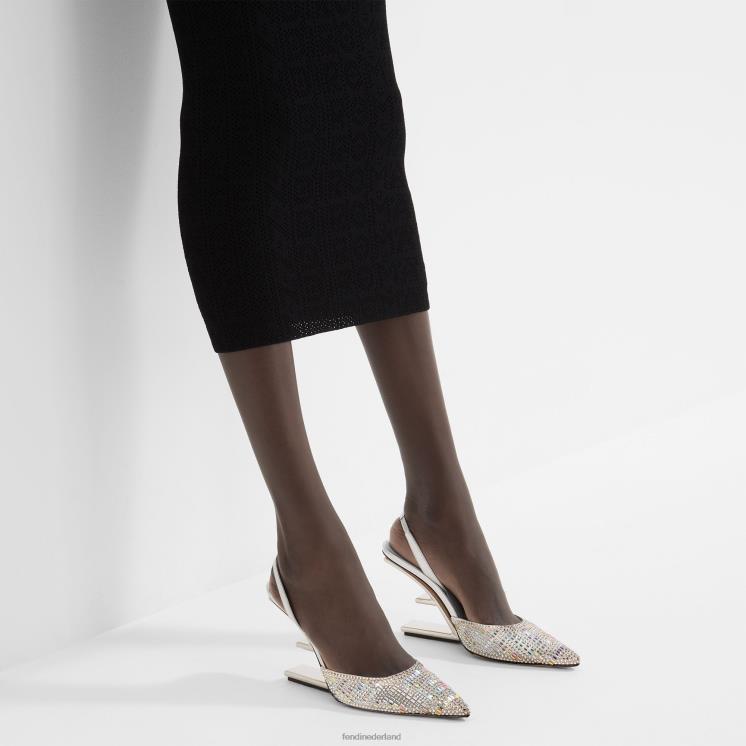 vrouwen schoenen Fendi 0J62L1317 strass slingbacks met hoge hakken zilver