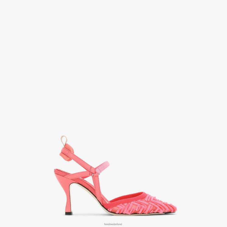 vrouwen schoenen Fendi 0J62L1347 mesh slingbacks met hoge hakken roze