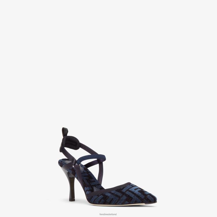 vrouwen schoenen Fendi 0J62L1348 ff chenille slingbacks met hoge hakken blauw