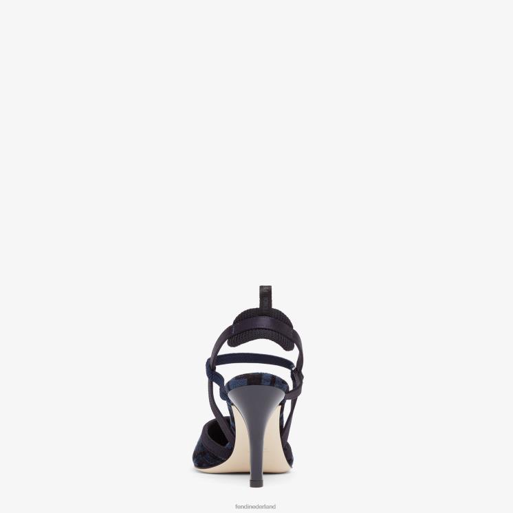 vrouwen schoenen Fendi 0J62L1348 ff chenille slingbacks met hoge hakken blauw