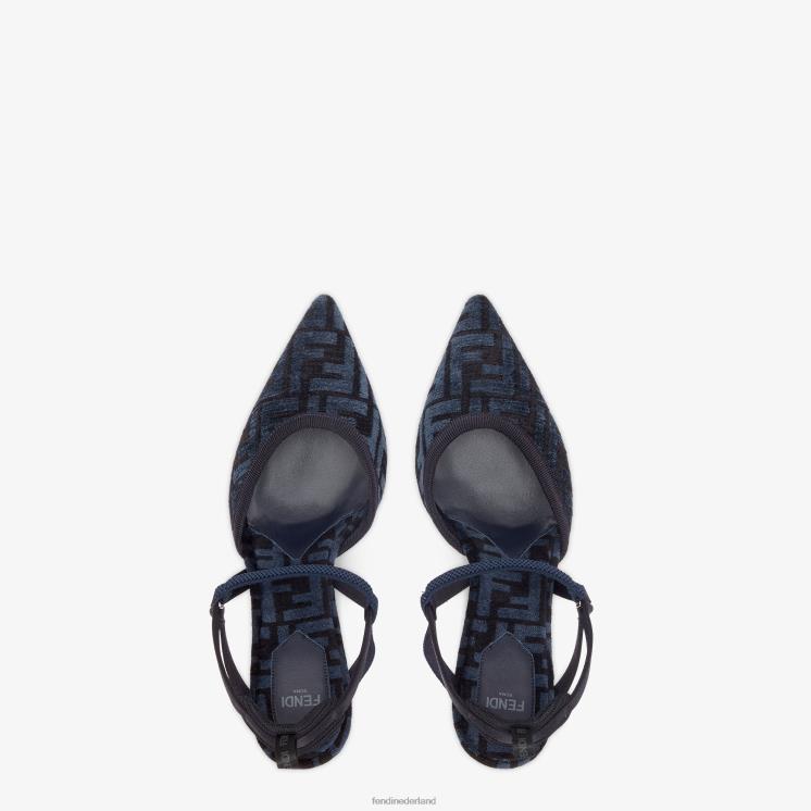 vrouwen schoenen Fendi 0J62L1348 ff chenille slingbacks met hoge hakken blauw