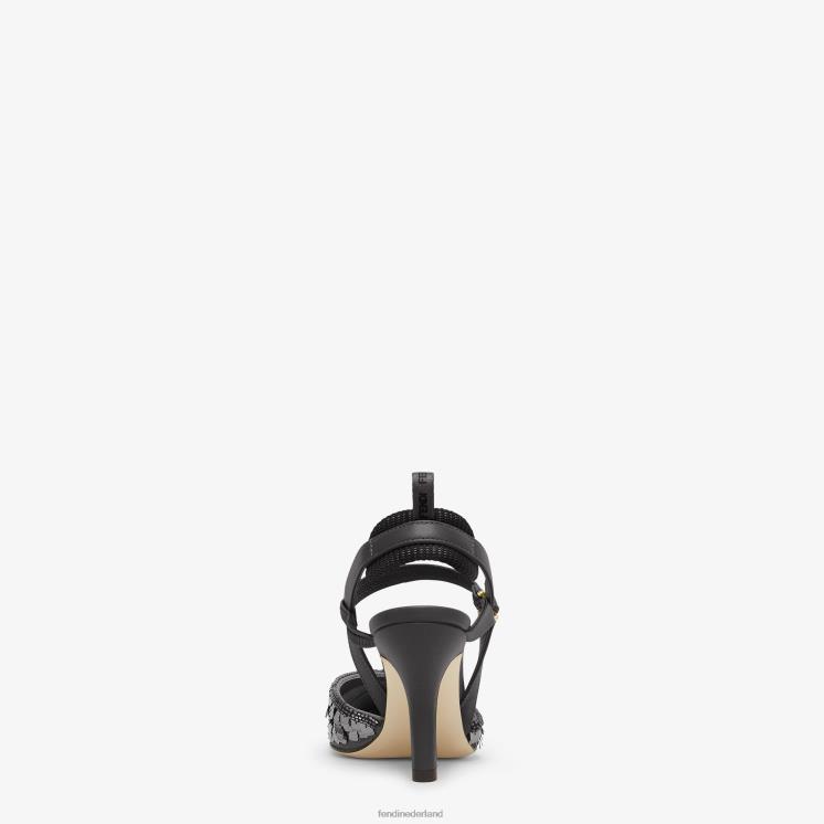 vrouwen schoenen Fendi 0J62L1379 slingbacks met hoge hakken en pailletten zwart