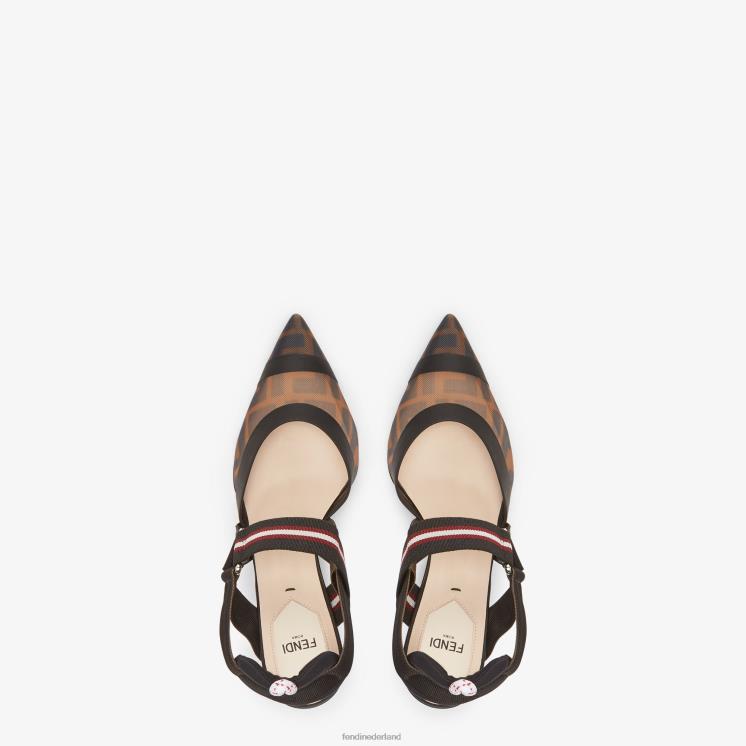 vrouwen schoenen Fendi 0J62L1384 multitech mesh slingbacks met hoge hakken bruin