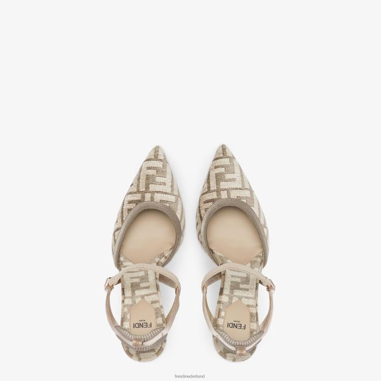 vrouwen schoenen Fendi 0J62L1386 ff chenille slingbacks met hoge hakken beige